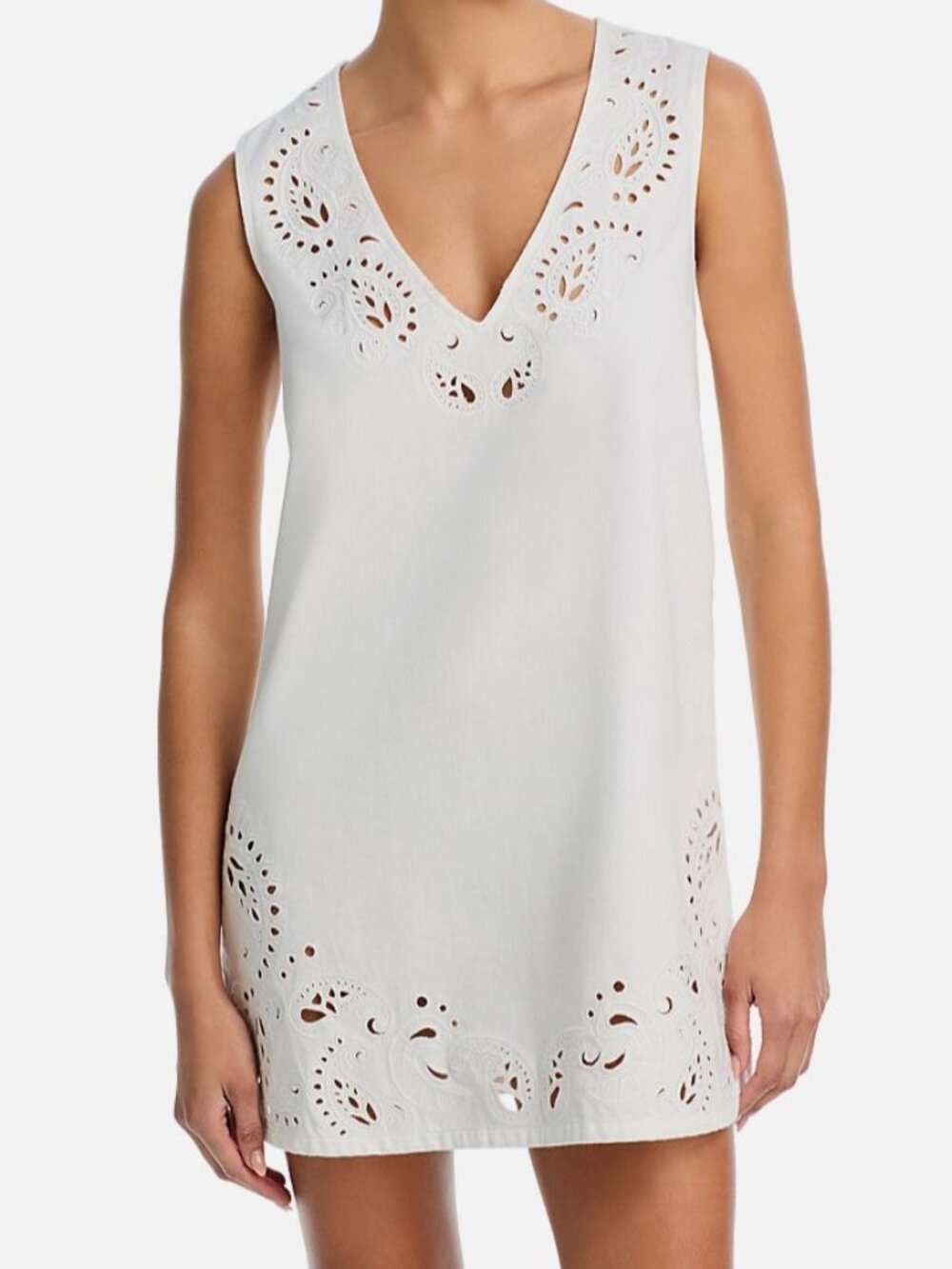 Rag & Bone Women's White Sleeveless Belle V-Neck Mini Dress Size S